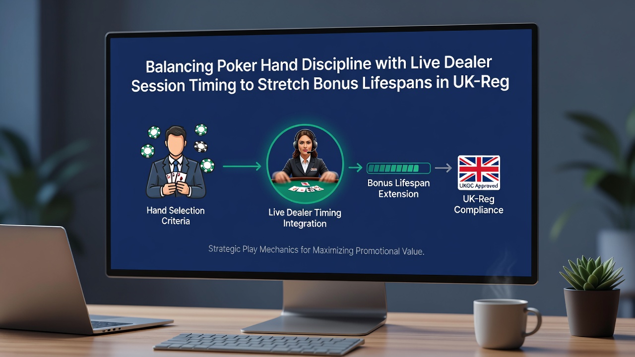 Live dealer table interface showing timing elements and poker hand selection overlay in a regulated casino environment