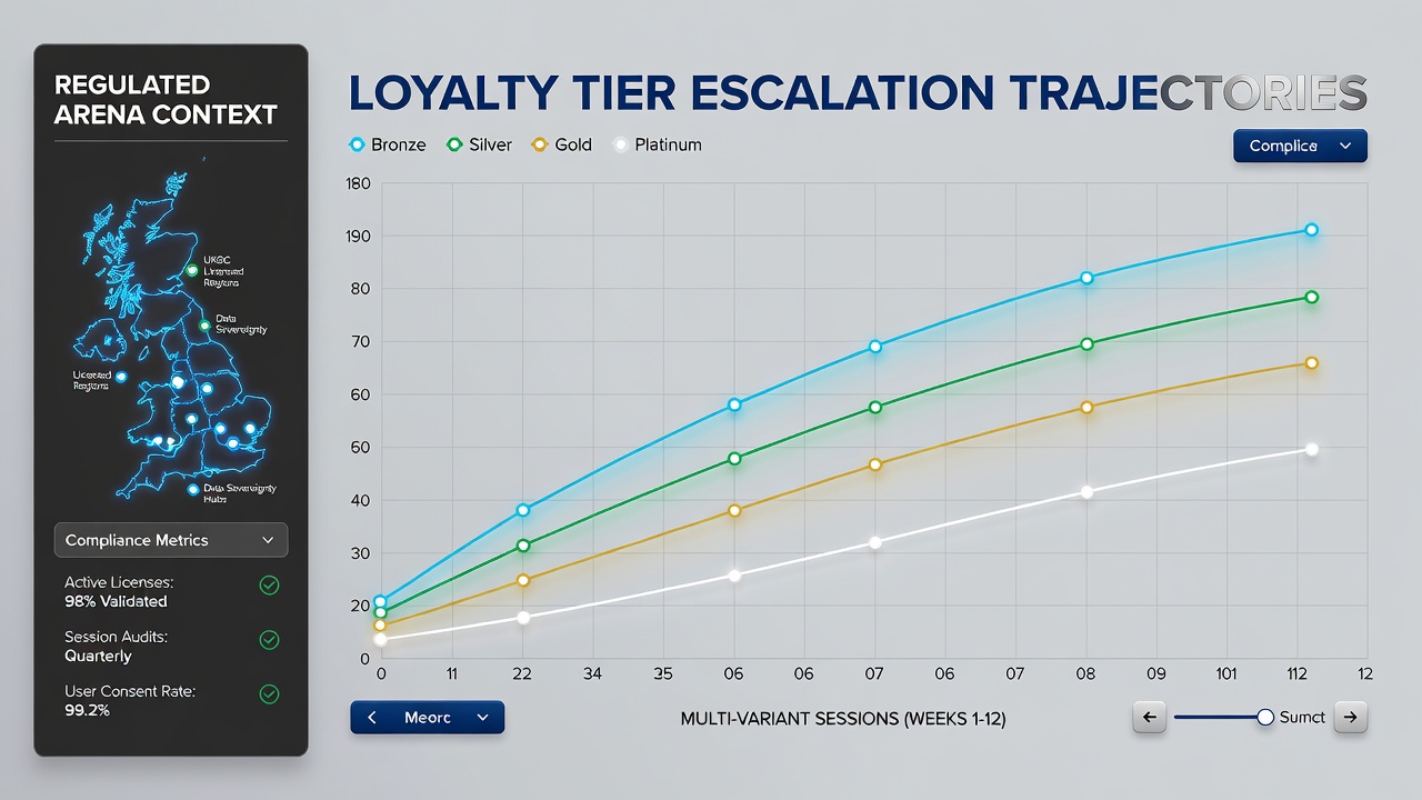 Dashboard view of tier escalation metrics with multi-game session breakdowns for UK regulated online arenas