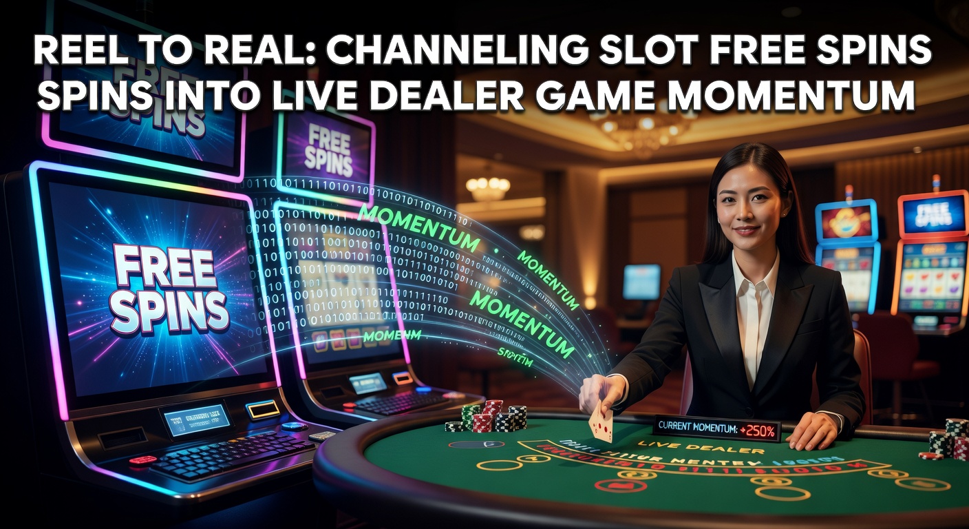Vibrant slot machine reels transitioning into a live dealer blackjack table, symbolizing momentum shift in online casino play