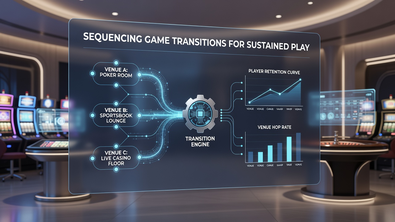 Chart displaying sample game transition sequences and bankroll flow between online venues