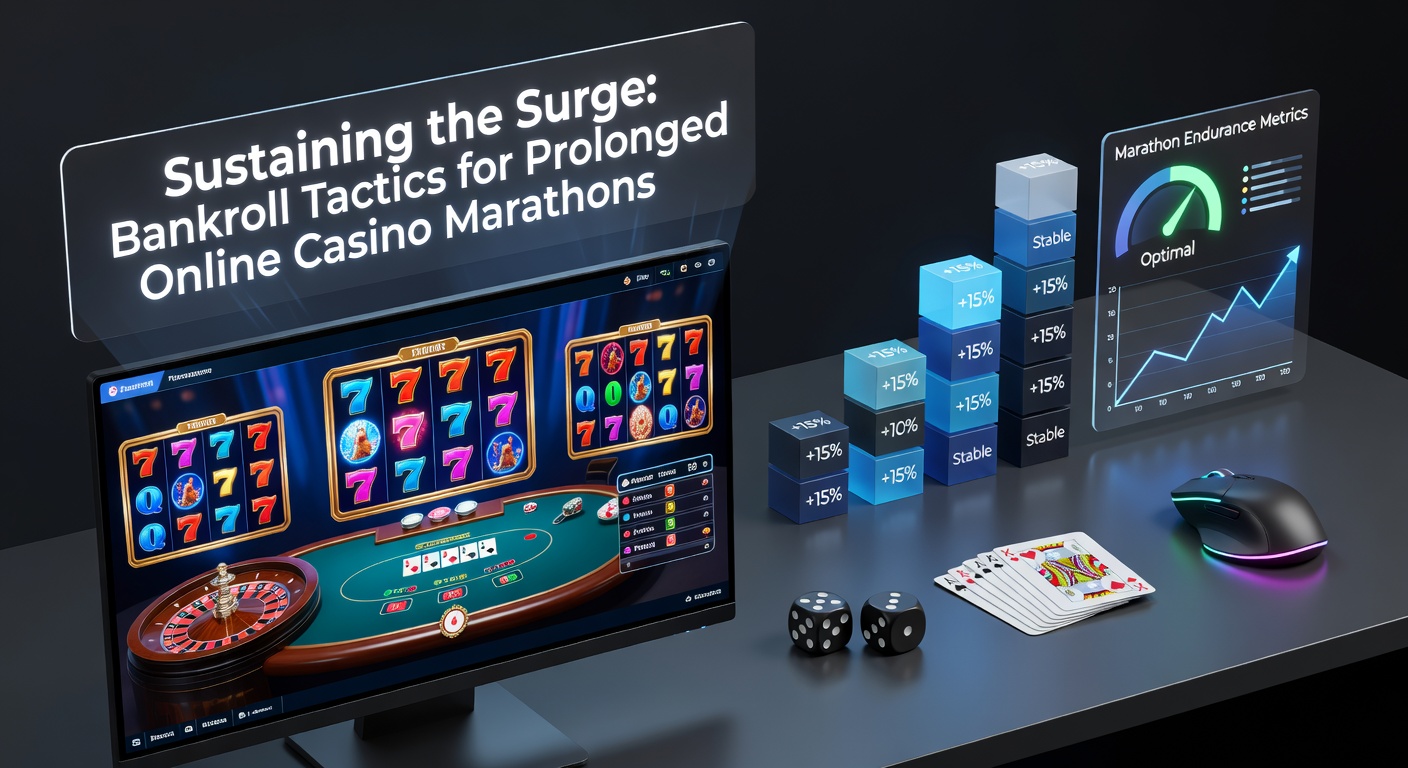 A digital dashboard displaying bankroll charts and casino game interfaces during an extended session, highlighting steady progress graphs amid flashing slot reels and card tables