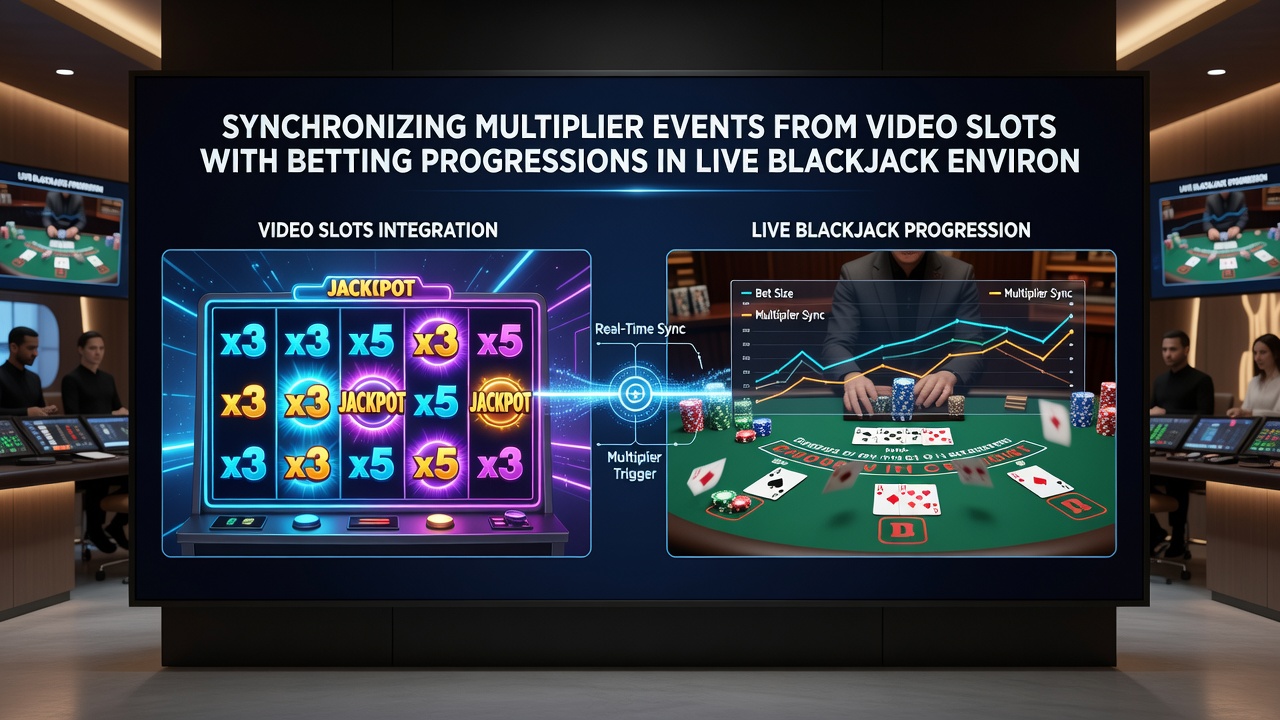 Live blackjack table interface showing betting progression indicators next to slot game window