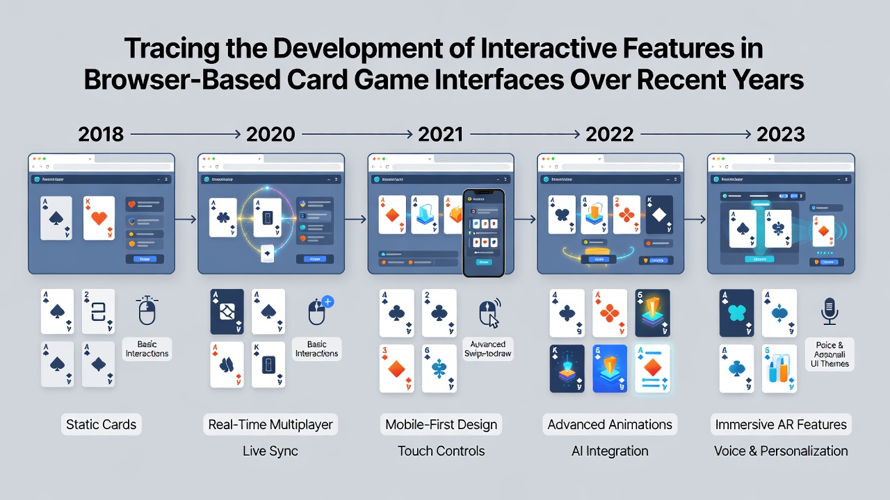 Modern browser card game interface featuring drag-and-drop mechanics, real-time animations, and touch gesture support