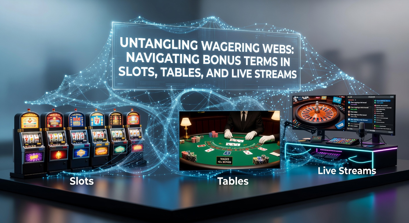 Close-up of a blackjack table with chips and cards, overlaid with wagering contribution percentages for table games in casino bonuses